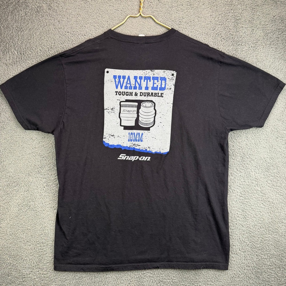 Snap-On Tools Mens XL Black T-Shirt Wanted 10mm Socket Graphic Bayside Tee